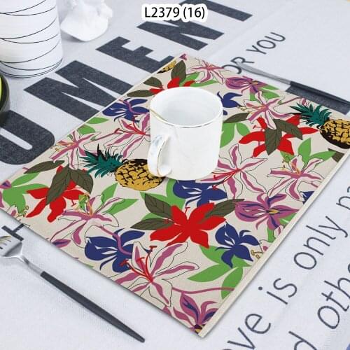 Plant Leaf Pattern Flower Vegetation Calico Towel Cloth Home Decoration Table Mat Cloth Tea Towel Coaster 42*32 Servilletas Tela