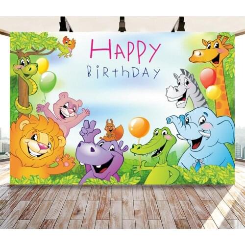Cartoon Forest Dinosaur Animals Jungle Safari Birthday Party Photography Background Baby Photo Booth Studio Props Vinyl Backdrop