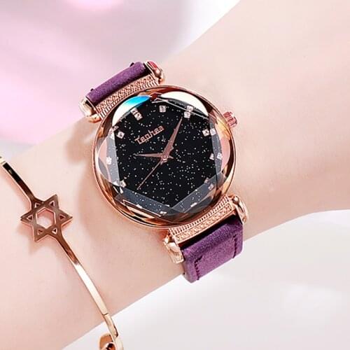 Diamond Style Dial Women Watches PU Leather Strap Black Satrry Sky Ladies Wrist Watch Casual Female Clock Hour Relogio Feminino