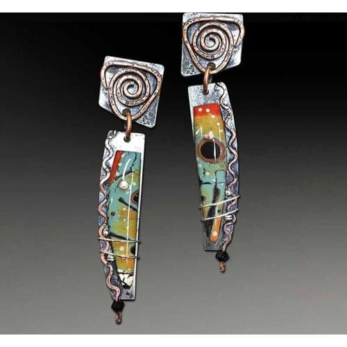 Boho Ethnic Spirals Earrings for Women Silver Color Vintage Resin Stone Metal Jewelry Swirl Shape Long Drop Earring Pendientes