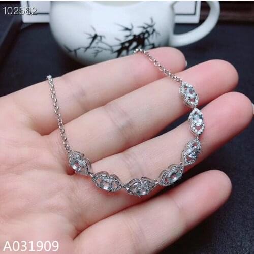 KJJEAXCMY boutique jewelry 925 sterling silver inlaid Natural Aquamarine fine female Bracelet support detection classic