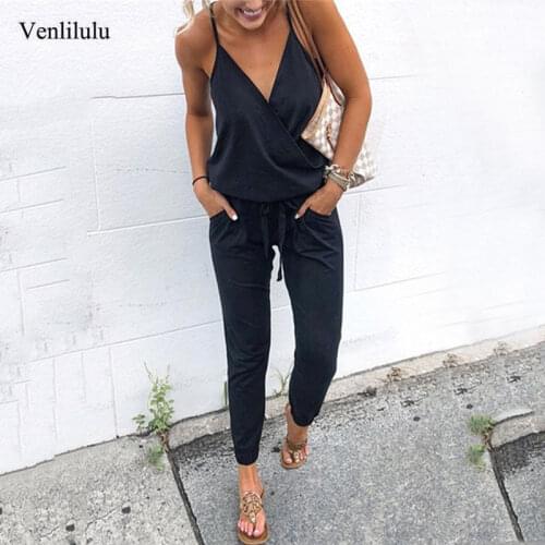 2021 Summer Jumpsuit Women Overalls Romper Ladies Sleeveless One Piece Jumpsuit Black Overalls For Women