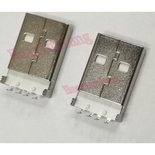 100PCS/Lot USB-A Male Connector 90 degree 4Pin Bend feet USB A 2.0