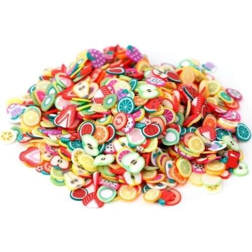 1000PCS/Bag 3D Fruit Fur Shape Polymer Clay DIY Nail Art Tip Sticker Decoration