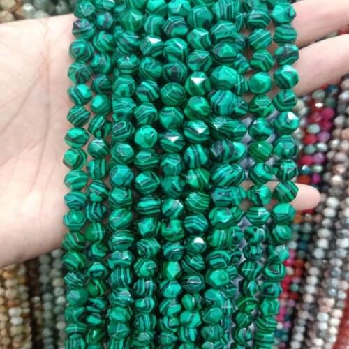 8mm Faceted Natural Malachite Stone Beads For Jewelry Making Round Loose Large Section Stone Beads DIY Bracelet Necklace 15
