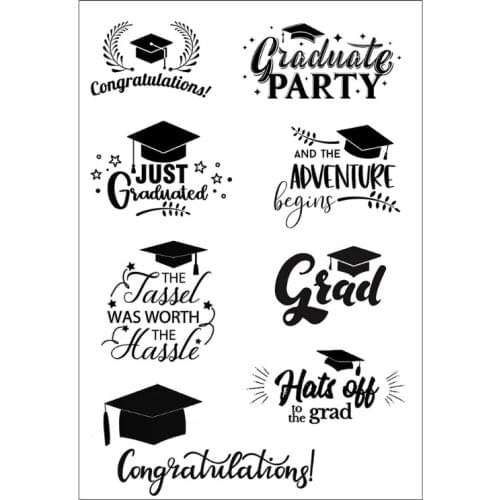 8 Patterns Graduation Silicone Clear Seal Stamp DIY Scrapbooking Embossing Photo Album Decorative Paper Card Craft