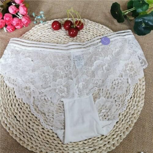 White European and American wind lace girls underwear hot thin sexy gauze hollowed-out hot triangle cotton crotch womens under