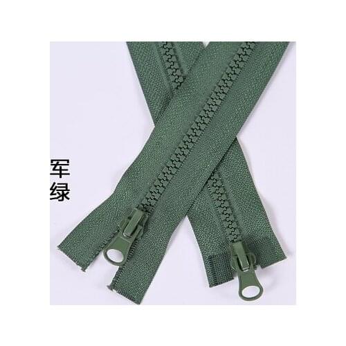 Free shipping 5pcs/lot 5# 150cm army green resin double sliders open-end zipper clothes Placket bedding bag zipper