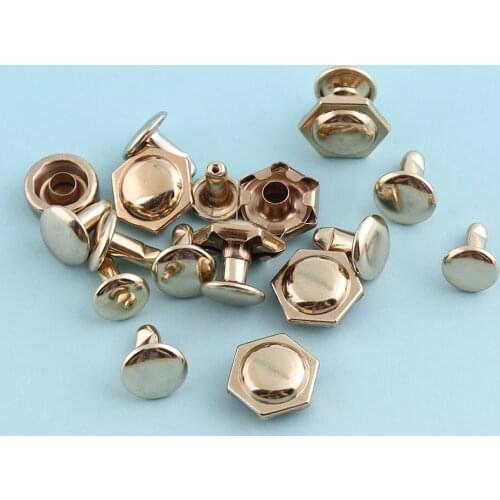 Flower Double Cap Rivets 100sets 11mm Bronze Gold Rivets Nails Metal studs Leathercraft Round Studs for Bag Garment Bracelet