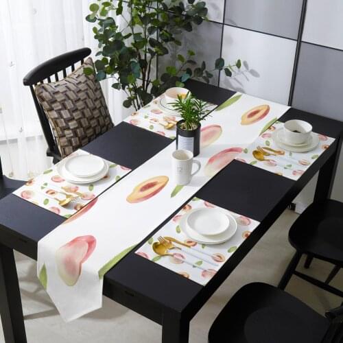 Fruit Peach Simple Table Runner Table Mats Cover For Home Wedding Banquet Festival Party Catering Hotel Table Decoration