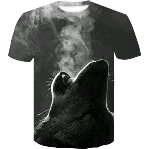Black Clothes short-sleeved wolf 3D Printed Male tshirt Retro Popular t-shirts Classic animal T shirt Hipster cool shirt 6xl