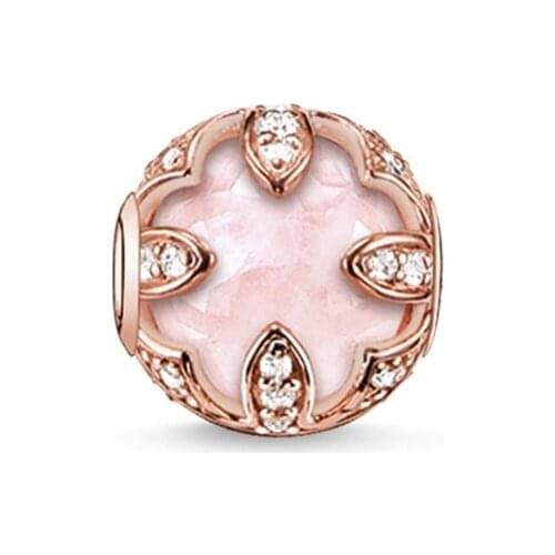 Lotus Rose Crystal Karma Beads, 925 Sterling Silver Thomas Style DIY Beads Jewelry Ts Gift Fit Bracelet Necklace for Women Men