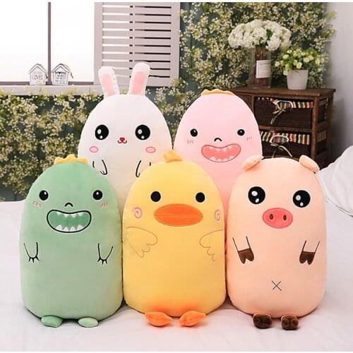 Cute Cartoon Animal Pillow Soft Fat Cat Rabbit Dinosaur Duck Stuffed Toy Doll for Children Sleeping Pillow Cushion Kids Gifts
