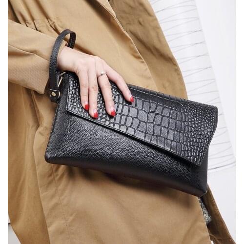 Fashion Genuine Leather Clutch Bag female Wallet Handbag Shoulder bags Clutch Purse Ladies Crossbody Bags for Women 2019