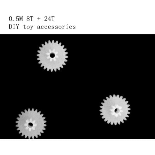 10X 0.5 module gear,0.5M 8T + 24T DIY DIY toy accessories Double plastic gear