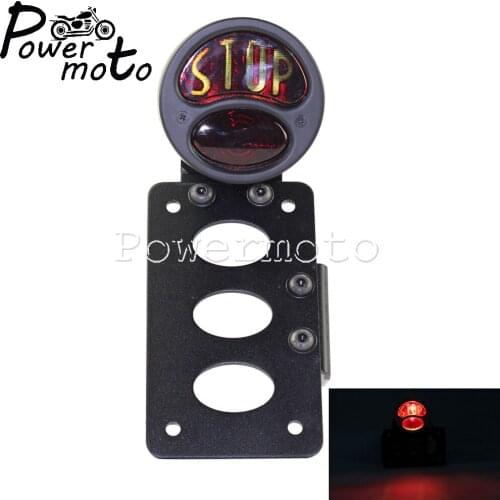Motorcycle 12V Retro Tail Brake Stop Lamp Side Mount License Number Plate For Harley Chopper Bobber Softail Cafe Racer Custom