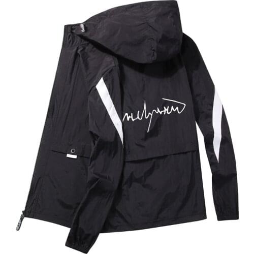 Men Jacket Youthful Coat Letter Print Clothes Rib Sleeve Zipper Slim Pockets Hip Hop Off White Long Sleeve Hip Hop Harajuku Top