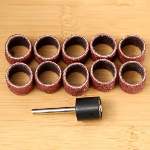 10Pcs Nail Drill Bits Kit 12.5mm Grit 80# Sanding Bands for Nail Art Drill Machine with 3.17mm Mandrel for Dremel Rotary Tool