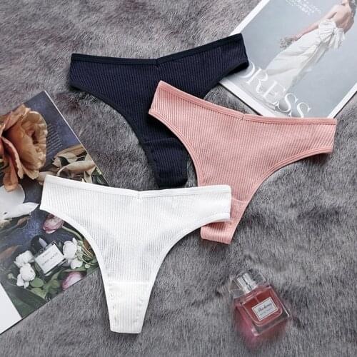 New High-quality Cotton Womens Underwear Sexy Low-waist Underwear Womens Skin-friendly Thong Solid Color Comfortable Underwear