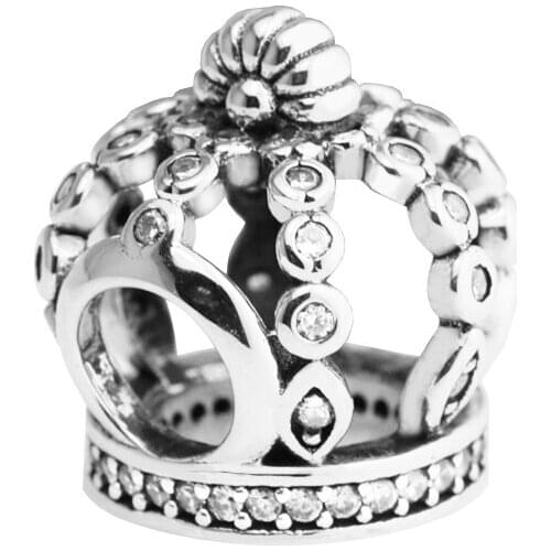 Fits for Pandora Charms Bracelets Fairytale Crown Beads 100% 925 Sterling-Silver-Jewelry Free Shipping
