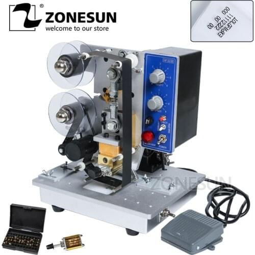 ZONESUN Semi Automatic Hot Stamp Printer Machine Ribbon Coding Date Character Hot Code Printer HP-241 Date Coding Machine