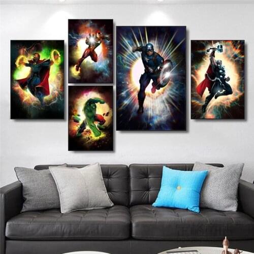 Disney Marvel Comics Avengers Superhero Characters Posters and Prints Iron Man Canvas Painting Wall Art Living Room Home Decor