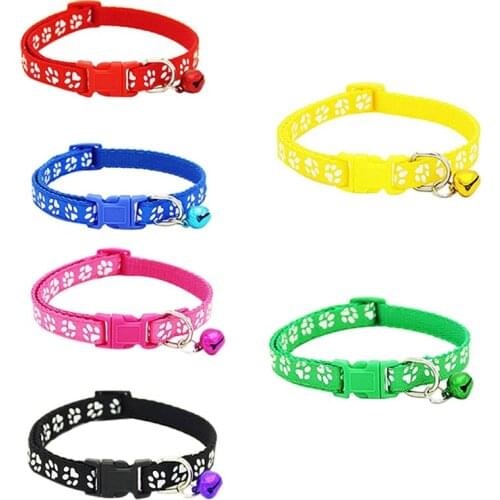 Practical 2 Pack Adjustable Cat Collar with Bell, Fashion Paw Print Design Pet Collar, Safety Quick Release Breakaway Collar for