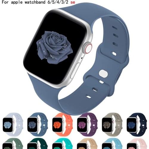 Dropshipping Rubber Belt for Apple Watch Band 44mm 4 5 6 SE 40mm Soft Silicone Sport Strap for iWatch Series 5 4 3 2 1 38MM 42MM