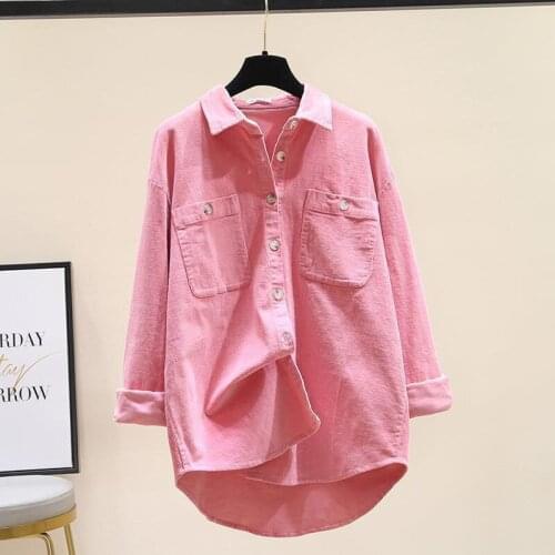 Pure Cotton Shirt Female Spring New French Temperament Loose Long-Sleeved Shirt Fold Over Jacket Female Jacket