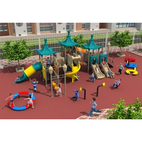 CE,ISO,TUV amusement outdoor playground structure park combination plastic slide toys YLW-17951
