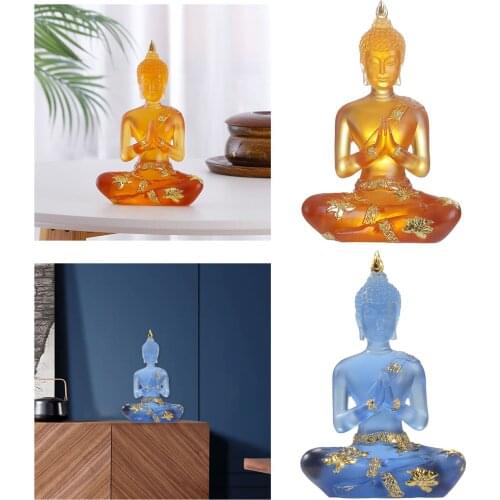Buddha Statue Thailand Buddha Sculpture Clear Resin Hand Made Buddhism Hindu Fengshui Figurine Meditation Home Decor
