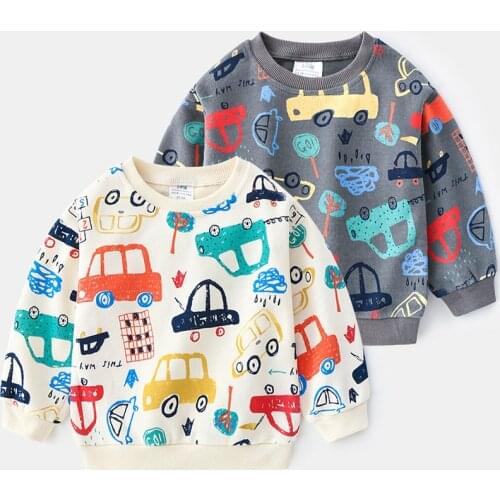 Baby Car Sweatershirt 2021 Spring Kids Clothes Toddler Fashion Print Tops Childrens O Neck Pullover Outwear for Boys 2 5 7year