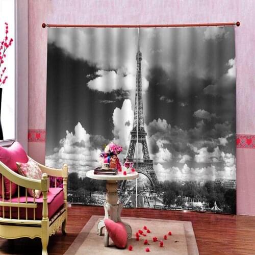 Dark Clouds Shower Curtain Paris France Tower Window Curtains For Living room bedroom Custom any size