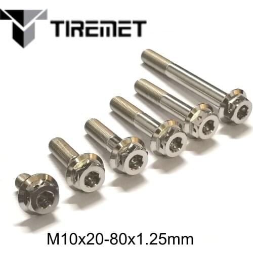 4Pcs M10x20-80mm 1.25mm Pitch Titanium Ti Bolts Screw for Bike Motorcycle Brake Cycling Bolt