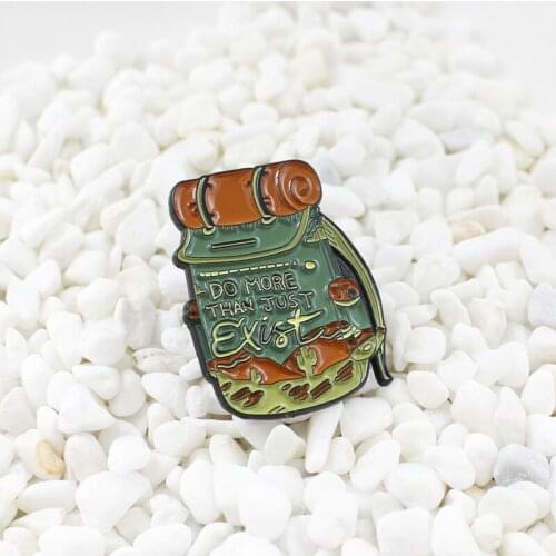 Travel backpack wild survival equipment enamel pin jungle camouflage combat equipment backpack denim cloth jewelry brooch gift