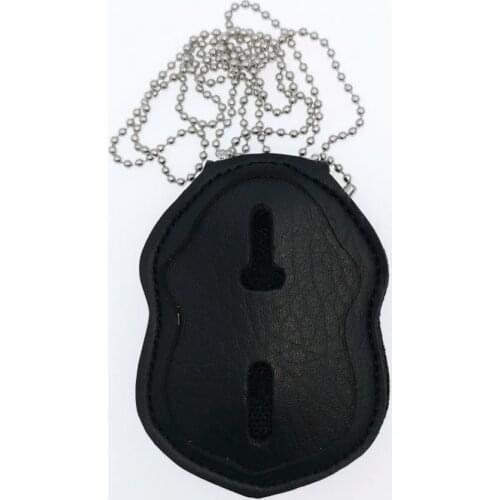 1pcs Universal American Badge Leather Holder Detective Badge Holder with Bead Chain & Clip Multifunctional