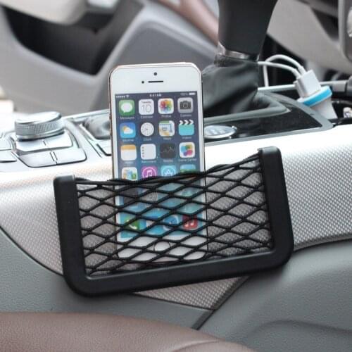 1PCS Universal Car Seat Side Back Storage Net Bag Phone Holder Pocket Organizer Black
