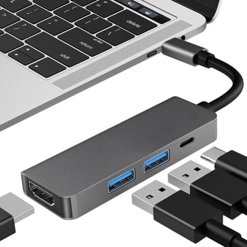 USB HUB Type C HUB to HDMI 4 in 1 Adapter With 2 Ports USB 3.0 PD Charging Splitter For Laptops with USB-C MacBook Pro USB C HUB