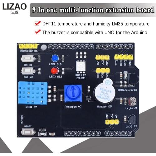 WAVGAT Multifunction Expansion Board DHT11 LM35 Temperature Humidity For Arduino UNO RGB LED IR Receiver Buzzer sensor