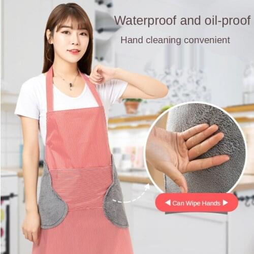 Wipable Apron Custom Logo Printing Advertising Custom Kitchen Apron Cooking Baking Clean Waterproof Oil-proof Aprons for Woman