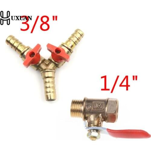 1/4" 3/8" 10mm Zinc Alloy 3-Way Shut Off Ball Valve Clamp Fitting Hose Barb Fuel Gas Water Oil For Garden Automotive Irrigation
