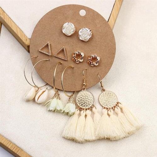 Vintage Tassel Acrylic Earrings For Women Bohemian Earrings Set Big Dangle Drop Earring 2020 Brincos Female Fashion Jewelry