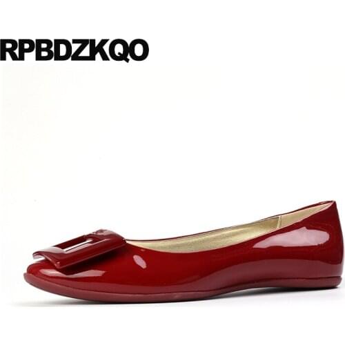 Shallow China Slip On Chinese Patent Leather Black Red High Quality Round Toe Flats Designer Shoes Women Luxury 2021 Genuine