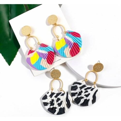 AENSOA New Handmade Shell shape Polymer Clay Earrings For Women 2021 Fashion Statement Pendant Earrings Jewelry Gift wholesale