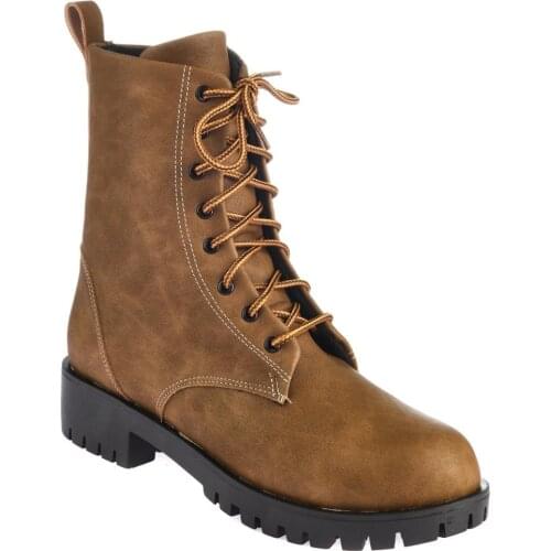 Womens faux leather winter boots light heel warm casual