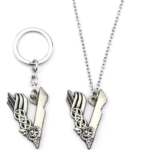 Vikings keychain silver color charms Ragnar Lothbrok metal keychain Famou Film/Movie Costume Props chaveiro llavero Jewelry Gift
