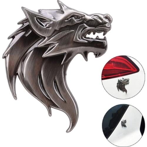 Badge Logo Car Sticker Reflective Decal Auto Decoration Badge Motorcycle Wolf Head Emblem 3D Metal Windshield