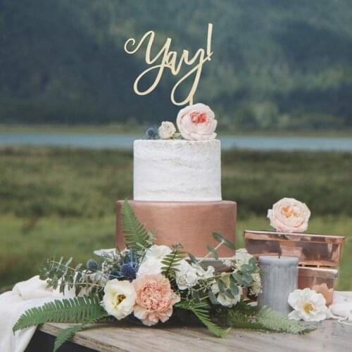 Gold Wedding Cake Topper, Yay Wedding Cake Topper, Bridal Shower Decor, Weddig Cake Toppers, Cake Topper Wedding, wedding topper