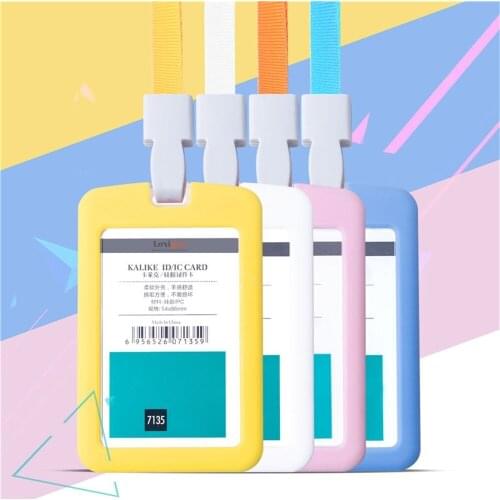 1pcs 86*54mm White Yellow Blue Orange Silicon ID/IC Card Holder For Kids Name Label School Camp Office Business