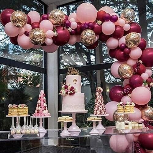 110pcs Balloons Pink Gold Confetti Balloons Garland Arch and Gold Party Baby Shower Burgundy and Gold Wedding Decorations